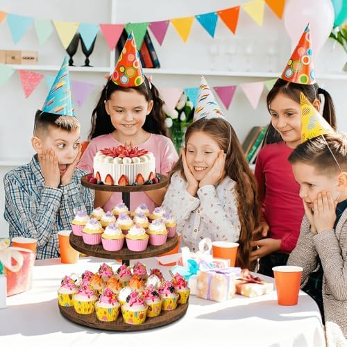 ELITEROO 3 Tier Cupcake Stand for 50 Cupcakes, Rotating Wooden Cake Stand - Image 2