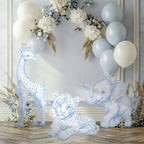 Eaasty 3 Pcs Blue Toile De Jouy Baby Shower Decor, Safari Animal Cutouts - Image 3