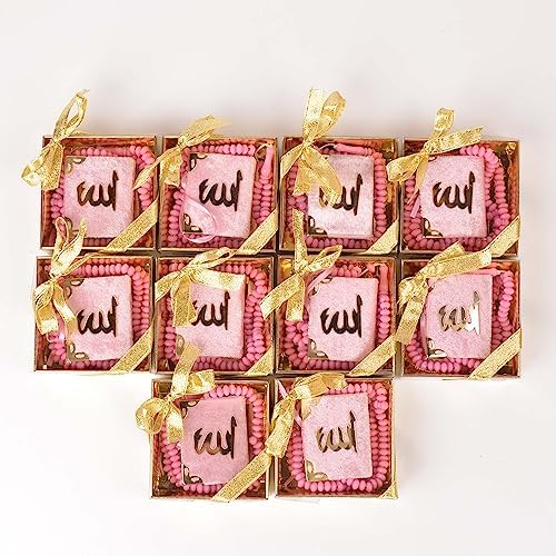 BABY SHOWER CHOCOLATE Set of 10 Islam Quran Tasbeeh Islamic Set | Holy Quran Prayer Beads Gift Box Favor (Pink) - Image 3