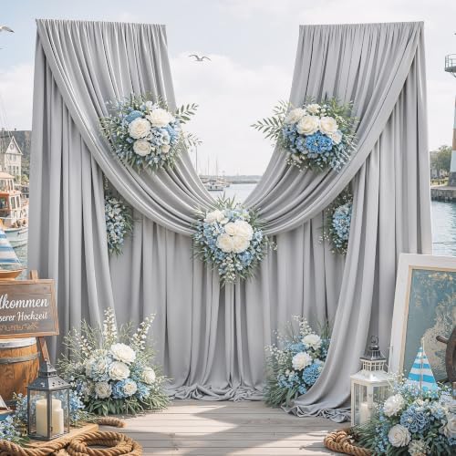 50FTx12FT Silver Backdrop Curtains for Weddings, Birthdays and Photography by Outpain