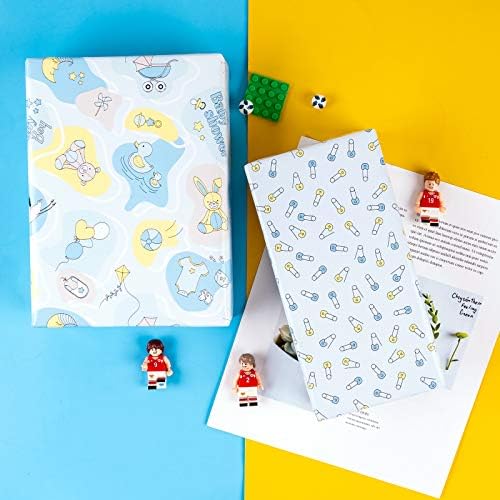 WRAPAHOLIC 30 Inch Reversible Wrapping Paper - 24 inch X 65.6 feet Jumbo Roll Baby Boy Design, Perfect for Kids Birthday, Party, Holiday, Baby Shower Packing - Image 5