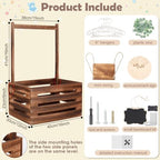 Wooden Baby Shower Crate Closet with Handle and Garland, Large Capacity Baby Baskets for Baby Shower, Easy Assembly Baby Shower Basket for Welcome Newborn Parents Party (Dark Walnut) - Image 2
