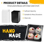 Sabary 100 Pack Charcuterie Boxes with Clear Lids 5 Inch Cookie Box, Black - Image 5