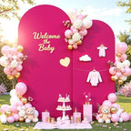 Hot Pink Arch Cover 2 Set-7.2FT, 6FT Arch Backdrop Cover Spandex Fitted Wedding Arch Stand Covers for Bridal Shower Baby Shower Birthday Party Ceremony Banquet Photo Background Decorations - Image 3