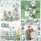 Baby It’s Cold Outside Baby Shower Decorations, Green Winter Baby Shower Decorations Winter Wonderland Tablecloth Banner Backdrop Balloon Box Cupcake Topper Hanging Swirl for Boy Girl Gender Reveal - Image 5