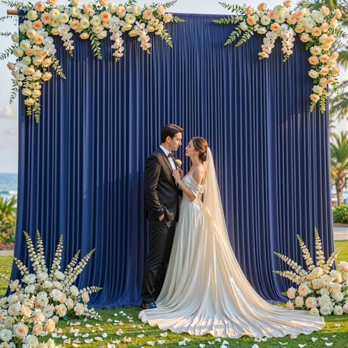 20x10FT Backdrop Curtains with Rod Pockets - Wrinkle Free Photo Stage Backdrop 4 Panels Curtains Drapes for Photography Wedding Party Baby Shower Decorations (Navy Blue) - Image 4