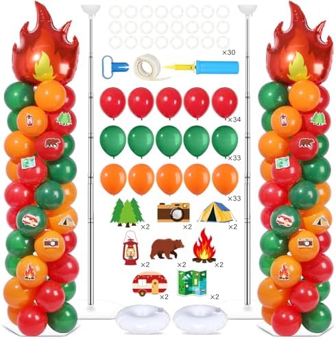 2 Sets Camping Balloon Column Stand Kit Adjustable Campfire Balloon Decor by Naozinebi