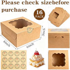 16 Pack Brown 6x6x3 Cookie Boxes with Window, Rustic Bakery Treat Boxes - Image 2