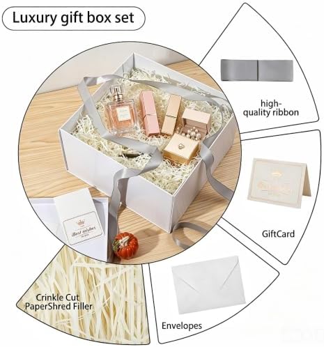 UoeRing 4 Pcs Large Gift Box Matte White 12x12x11 Inch with Lid - Image 2