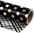 WRAPAHOLIC Reversible Wrapping Paper - 24 inch X 65.6 feet Jumbo Roll Black and Gold Design for Birthday, Holiday, Aniversary Wrap by WRAPAHOLIC