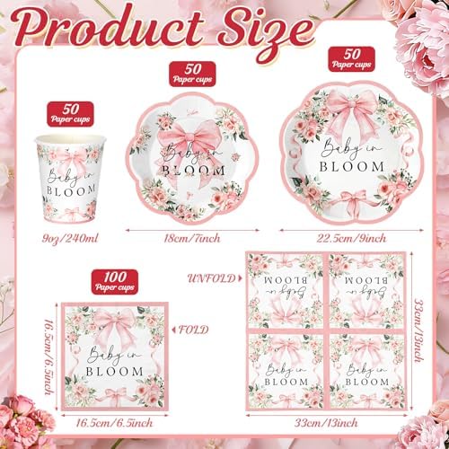 Newtay 250 Pcs Baby in Bloom Baby Shower Plates Napkins for Baby Shower - Image 2