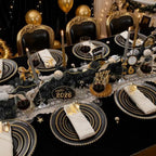 WDF Partyware 175PCS Black and Gold Plates - Black Disposable Plates for Party - 25Guests Disposable Dinnerware Set for Wedding/Party/Birthday/Halloween - Image 3