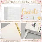 Sabary Personalized Wedding Linen Floral Embroidered Guest Book - Image 4