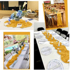 12 Pack Gold Table Runner 10Ft Cheesecloth Table Runner Rustic Gauze Table Runners Romantic Long Sheer Fabric Cheese Cloth Table Runners for Wedding Party Bridal Baby Shower - Image 6