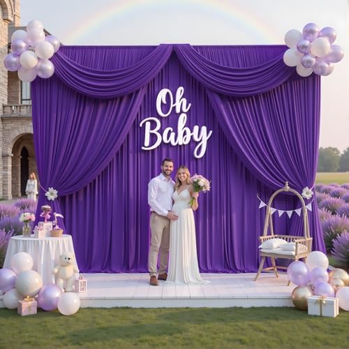 20FTx12FT Purple Backdrop Curtains for Weddings, Birthdays and Photography by Outpain