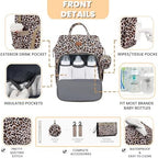 ROSEGIN Diaper Bag Backpack with Changing Pad, Pacifier Case, Baby Bag for Boy Girl Toddler - Large, Stylish, Waterproof Travel Quilted Diaper Bag for Mom - Baby Shower - Cheetah - Image 3