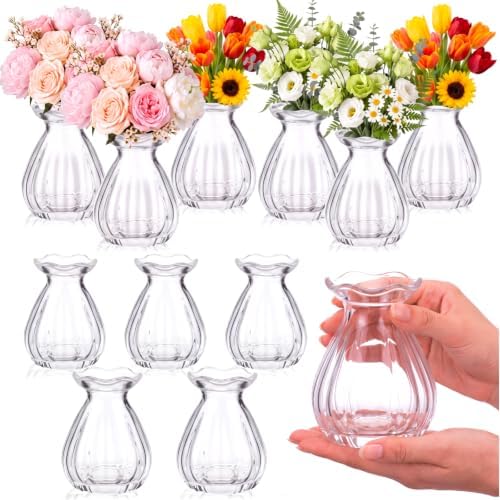 12 Pieces 3.5 Inch Glass Bud Vase Mini, Clear by Unknown