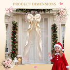 Big Beige Bow Decor, Christmas Tree Topper Bow, Oversized Hanging Bow with Long Streamers, Large Bow for Entrance Wall Backdrop Wedding Birthday Bridal Shower Home Decor Coquette Room Decor, 16 x 85in - Image 3