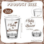 Roshtia 36 Set Coffee Baby Shower Favors for Guests Clear Acrylic Shot Glasses Thank You Tags Keychains Organza Bags Coffee Party Supplies for Girl Gender Reveal Favor - Image 2