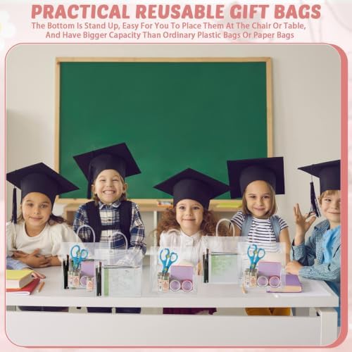 LEIFIDE 50 Pcs Plastic Clear Gift Bags with Handles,11.8 X 11.8 X 3.9 Inch - Image 5
