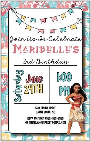Custom Birthday Party Invitation - Moana, Personalized (20 Count) by The+Melange+Market
