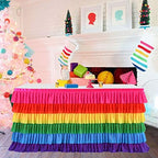 Rainbow Tablecloth Unicorn Tutu Table Skirt for Rectangular Table Birthday Unicorn Party Christmas Decoration 14ft - Image 6