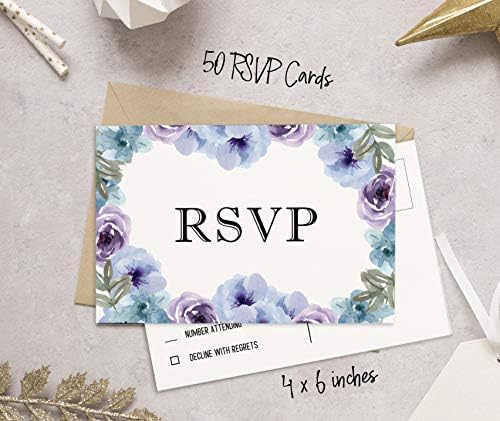 50 Blank RSVP Postcards Floral Print 4"X6" Response Cards,RSVP Reply Card for Wedding,Bridal Shower,Baby Shower - Image 4