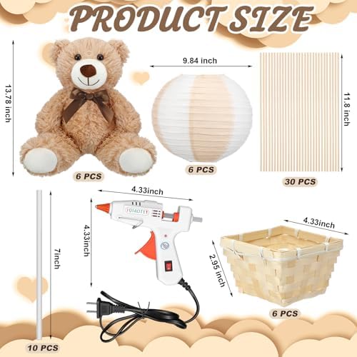 Sosation 6 Sets Hot Air Balloon with Bear Stick Glue Gun, White, Khaki - Image 3