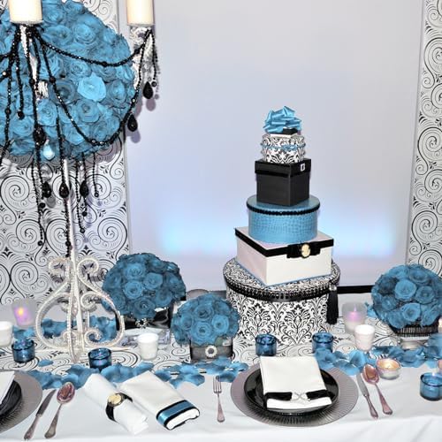 100 Pcs Artificial Rose Flowers, Blue Two Tone - Image 6