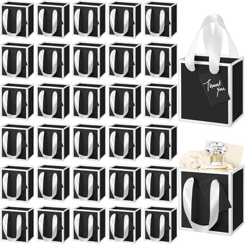 Yeaqee 100 Pcs Mini Paper Gift Bags with Handles Tag, Black,White by Yeaqee
