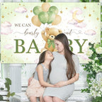 Avezano We Can Bearly Wait Banner Bear Baby Shower Decorations Bear Baby Shower Backdrop Teddy Bear Baby Shower Banner for Boys Girls (Green, 8 x 6 ft) - Image 6