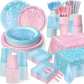 Potchen 452 Pcs Gender Reveal Plates Napkins Party Supply, Pink Blue by Potchen