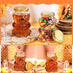 Patelai 24 Pack 6 oz Glass Bear Shaped Honey Jars with Lids Reusable Small Tilted Bear Glass Bottles Containers Dispenser for Candies, Birthday Wedding Party Favors(Classic,Gold) - Image 6