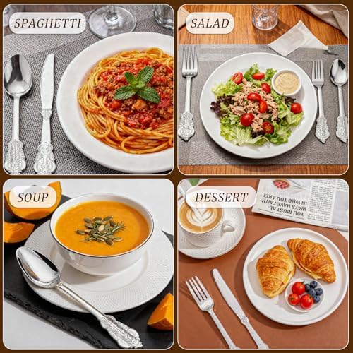 WDF 200 Pieces Silver Plastic Silverware Disposable - 50Guests Silverware Plastic Cutlery - Disposable Utensils Includes 100 Forks, 50 Spoons, 50 Knives Perfect for Christmas Wedding or Party - Image 6