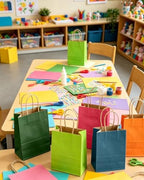 qiqee Small Mulit Color Gift Paper Bag with Handles Bulk for Rainbow Party - 8.3"x6"x3. 15" 100Pcs - Image 5