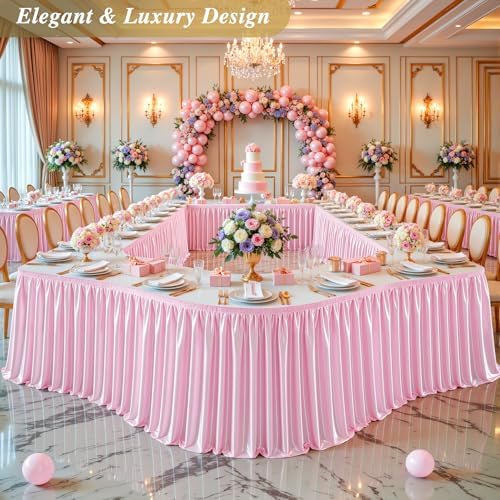 17ft Baby Pink Satin Table Skirt for Rectangle Table Teacher Desk Skirt - Image 7