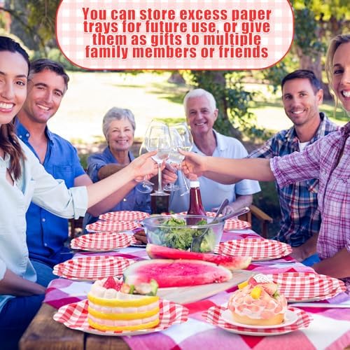 Funnymoom 400 Pcs Red Gingham Party Supplies for Picnic Party Decoration - Image 6