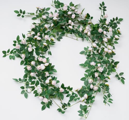 2PCS x 6FT Rose Garland Artificial Flower Vine for Home Decor, Champagne by zhixinyue