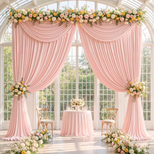 20x10ft Blush Pink Backdrop Curtain Panels for Parties - Wrinkle Free Polyester Photo Curtain Backdrop Wedding Back Drop Fabric Drapes for Party Decorations Background for Photography - Image 7