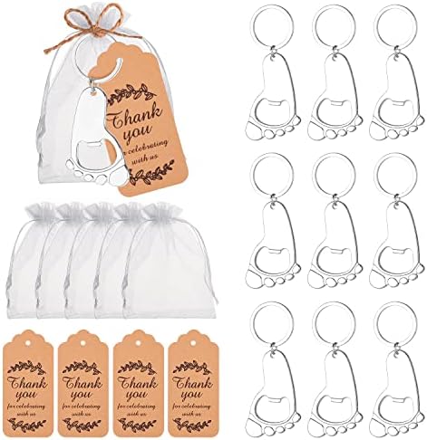 50 Pcs Silver Footprint Bottle Opener Baby Shower Favors for Guest by KaGrbves