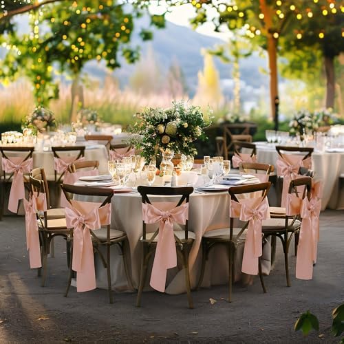 Rose Gold Satin Chair Sashes Bows, 6 x 108 inch, 50 Pcs - Image 3