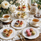 WDF 60pcs Gold Dessert Plates-7.5inch Baroque White and Gold Small Dessert Plates/Disposable Salad/Appetizer Plate for Wedding/Birthday/Fall Party - Image 4