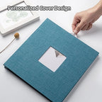 HoneyTolly Large Photo Album Self Adhesive, DIY Scrapbook Album for 4x6 8x10 10x12 Pictures, 60 Pages Linen Cover Memory Book, Ideal Gift for Family Wedding Baby Christmas Anniversary(Sky Blue) - Image 2
