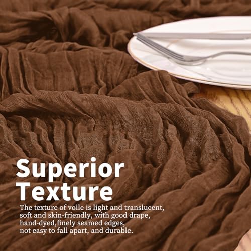 20 Pack Brown Table Runner 17 x 108inch Cheesecloth Table Runner Rustic Boho Gauze Sheer Fabric Cheese Cloth Table Runners for Wedding Party Bridal Baby Shower Birthday Spring Table Decor - Image 2