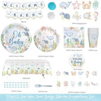 Hombae Sea You Soon Baby Shower Decorations – 177 PCs Under the Sea Baby Shower Party Supplies with Plates Hanging Swirls Banner Tablecloth Cake Topper Cupcake Toppers Cups Forks Straws Napkins - Image 2