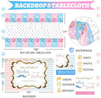Hombae Staches or Lashes Gender Reveal Decorations, 169 PCs Boy or Girl Gender Reveal Decorations Backdrop Balloon Garland Banner Tablecloth Cake Cupcake Topper Box Cutout Poster Sash Pink Blue - Image 4