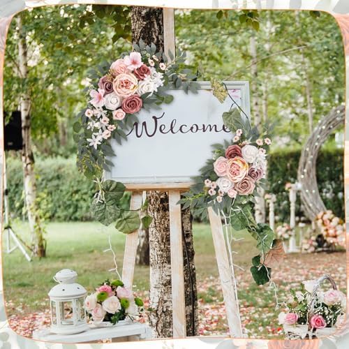 2 Pcs Wedding Arch Flowers Swag Rose Peony Garland for Ceremony - Image 3