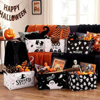 CHENGU 6 Pack Halloween Storage Basket Collapsible Halloween Ghost Bins - Image 4