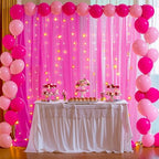 10x10ft Hot Pink Tulle Backdrop Curtain with Lights String for Parites, Sheer Backdrop Curtains for Wedding Baby Shower Birthday Party Photo Shoot Decorations - Image 7