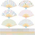 Roowest 36 Pcs Pastel Floral Folding Hand Fans Bulk, Tea Party Paper Fans by Roowest